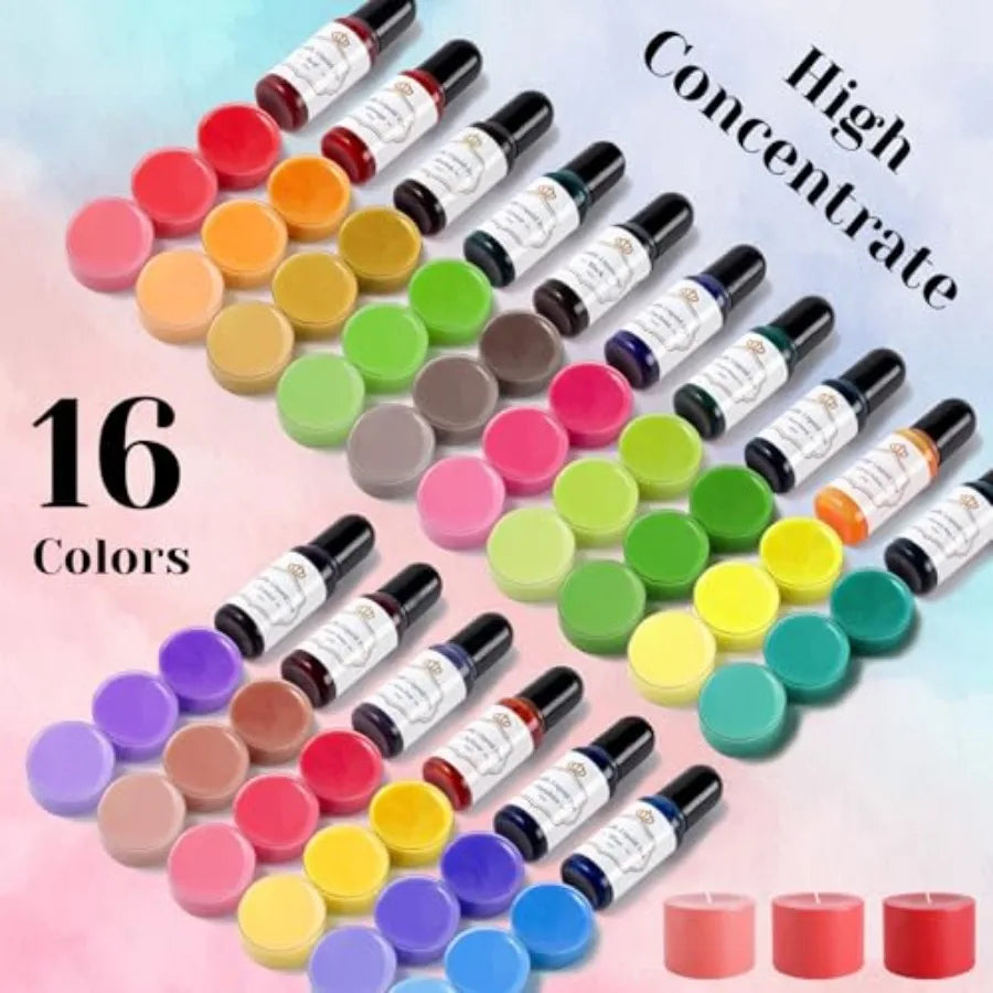 16-Color Liquid Candle Dye Set for Soy, Beeswax & Gel Wax | StriveRiseFit