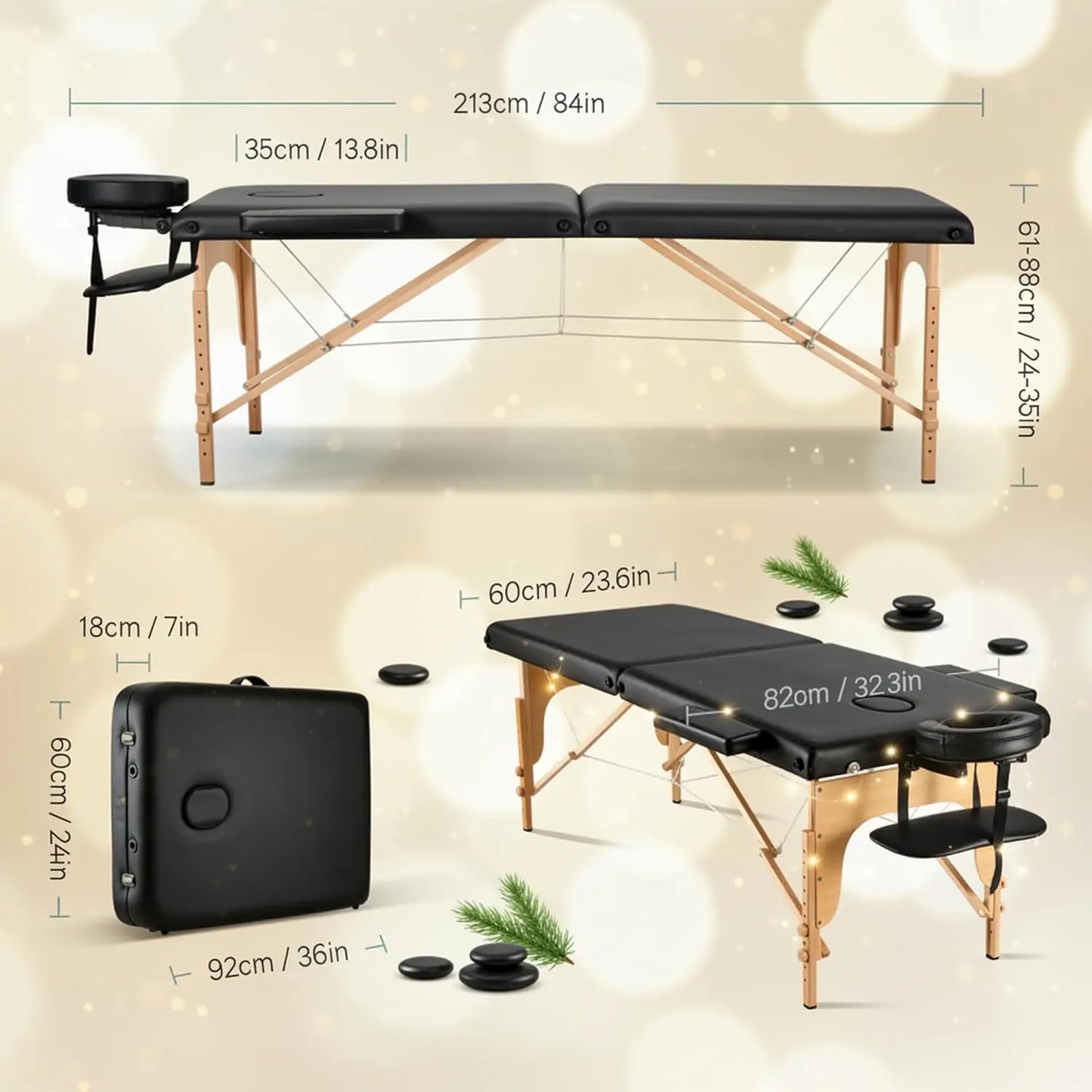 Portable Massage Table Wooden Lash Bed 24" Wide Foldable | StriveRiseFit
