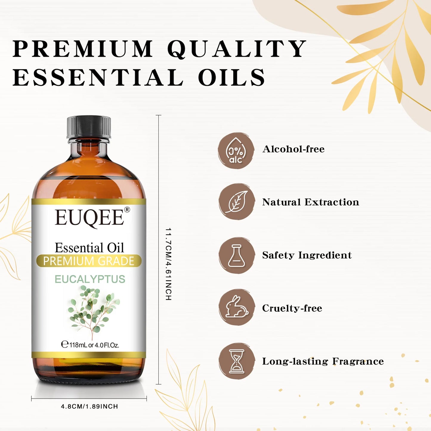 EUQEE 118ML Large Bottle of Essential Oil For Aroma Therapy Humidifier, DIY Soap, Massage