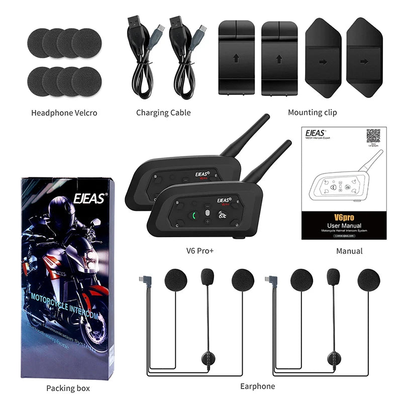 EJEAS V6 Pro Motorcycle Helmet Bluetooth Intercom | StriveRiseFit