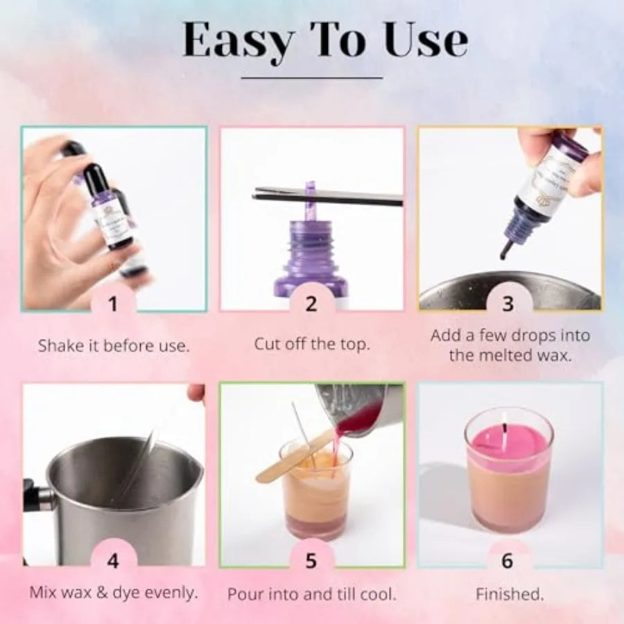 16-Color Liquid Candle Dye Set for Soy, Beeswax & Gel Wax | StriveRiseFit