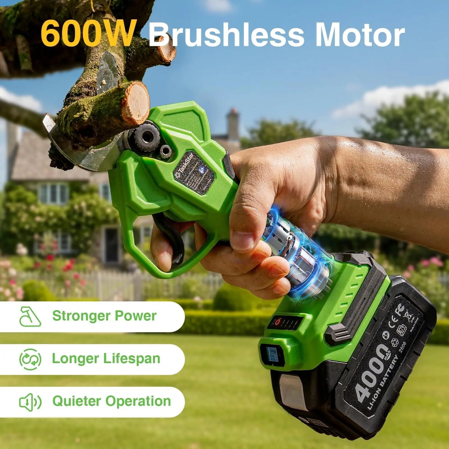 TaskStar 2-in-1 Cordless Pole Pruner | 9 ft | 1.6" Cut | Brushless | StriveRiseFit