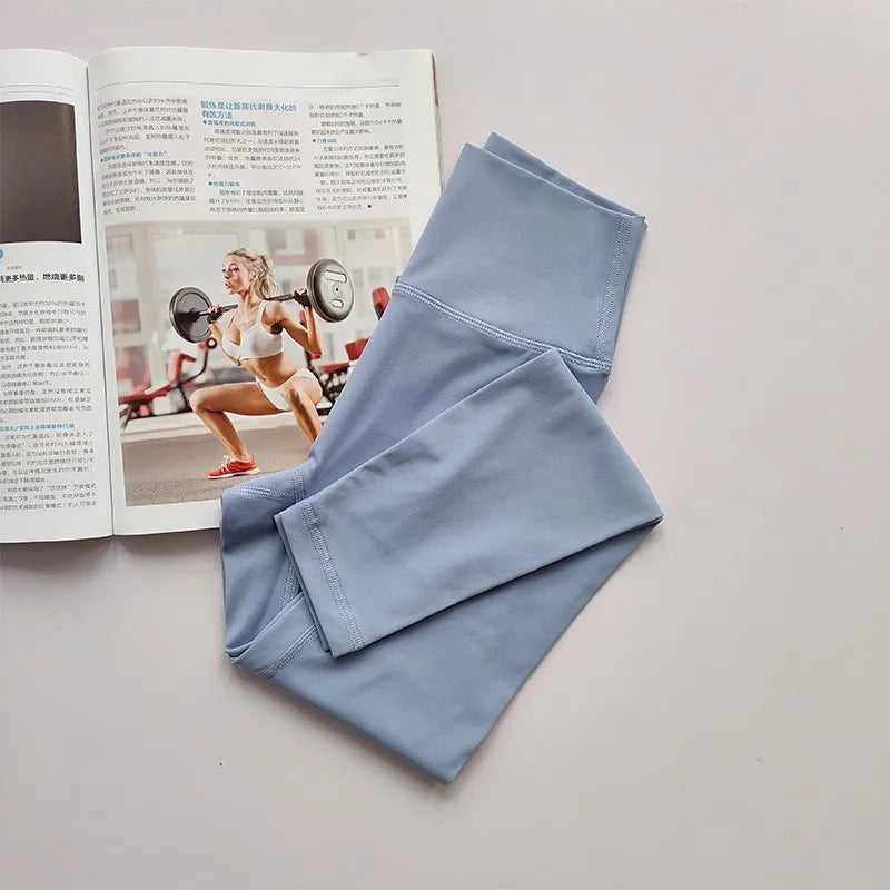 Women's High-Waist Yoga Exercise Pants Tight Fitting High Elasticity Gauntlet Line Nude Feeling Hip Lifting Gym Trousers