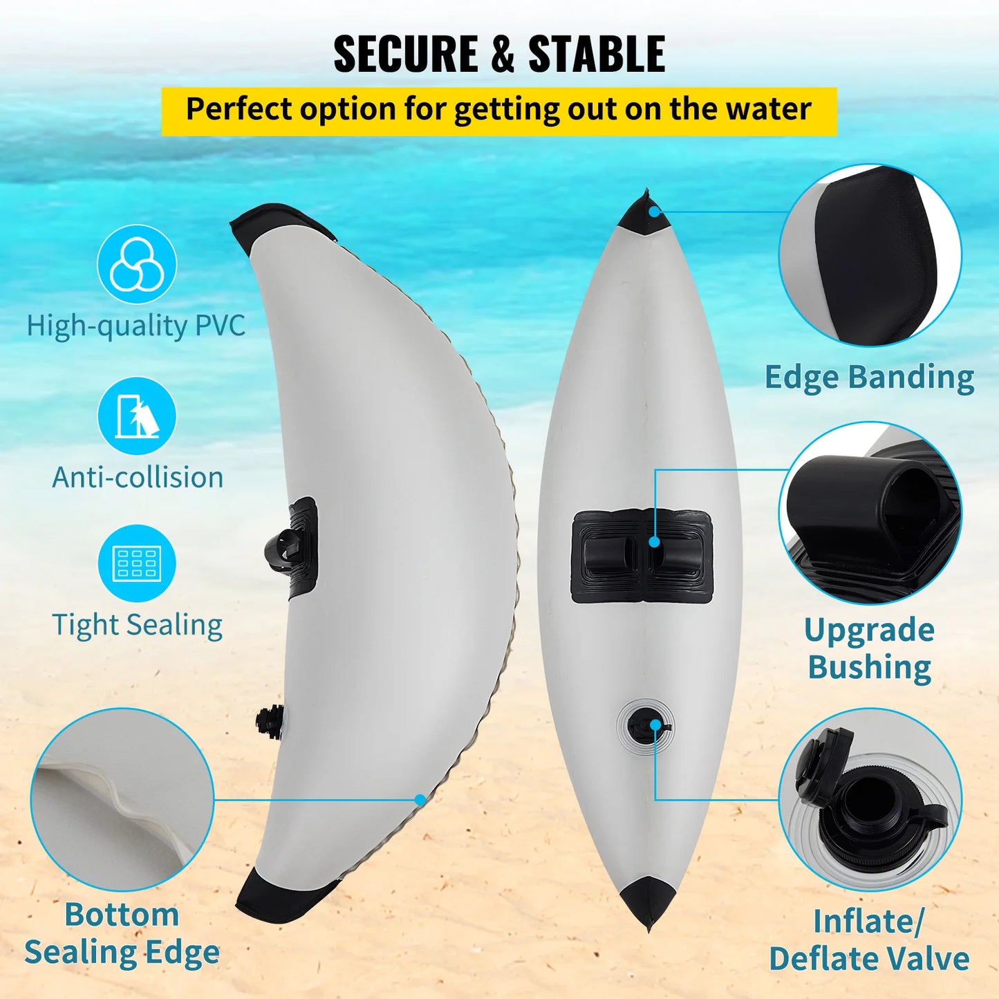 Kayak Outrigger Stabilizers 2-Pack PVC Inflatable Float with Arms & Rod for Canoe Fishing Boat | StriveRiseFit