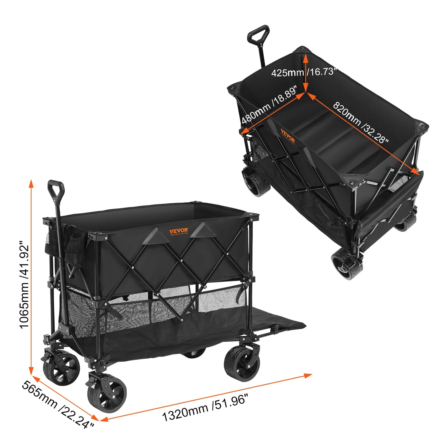 Collapsible Folding Wagon Cart with All-Terrain Wheels | StriveRiseFit