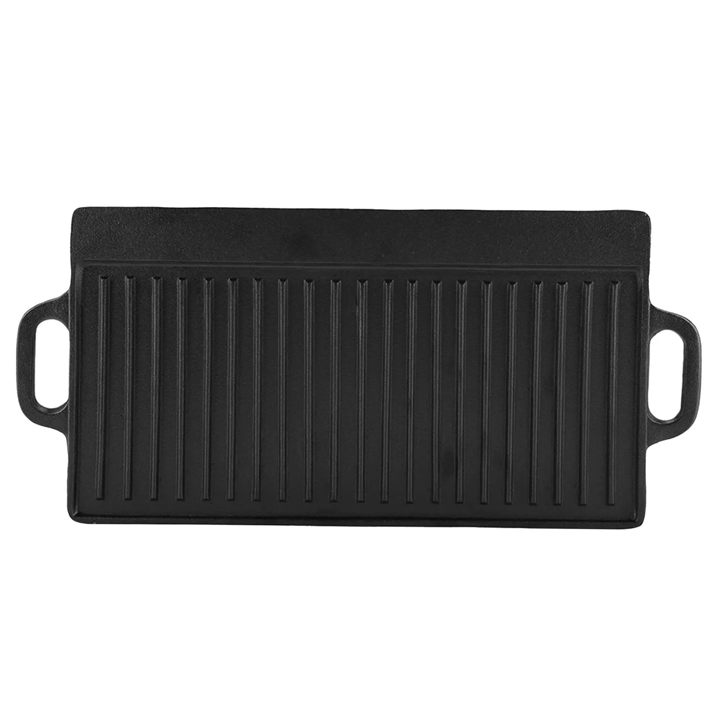 Rectangular Double-Sided Cast Iron Pan | Reversible Grill & Griddle for Stovetop & Campfire
