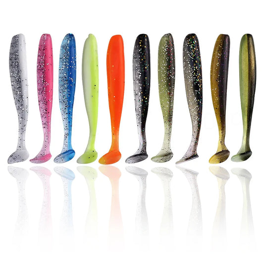 10-Pack T-Tail Paddle Soft Swimbaits - 90mm PVC, Bass & Trout, Fresh & Saltwater