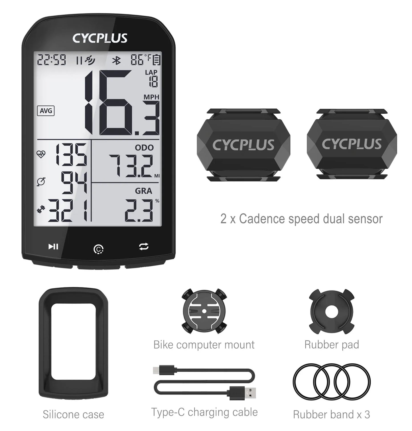 CYCPLUS M1 GPS Bike Computer Bluetooth 5.0 ANT+ Speedometer 2.9" IPX6 | StriveRiseFit