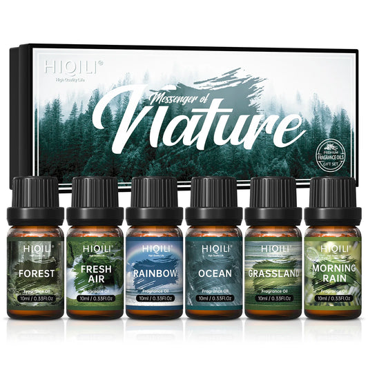 HIQILI Fragrance Oils Set-Nature Theme | TOP 6 Gift Set Use For Aromatherapy, Diffuser, Humidifier, Candles | Car, Home ,Hotel