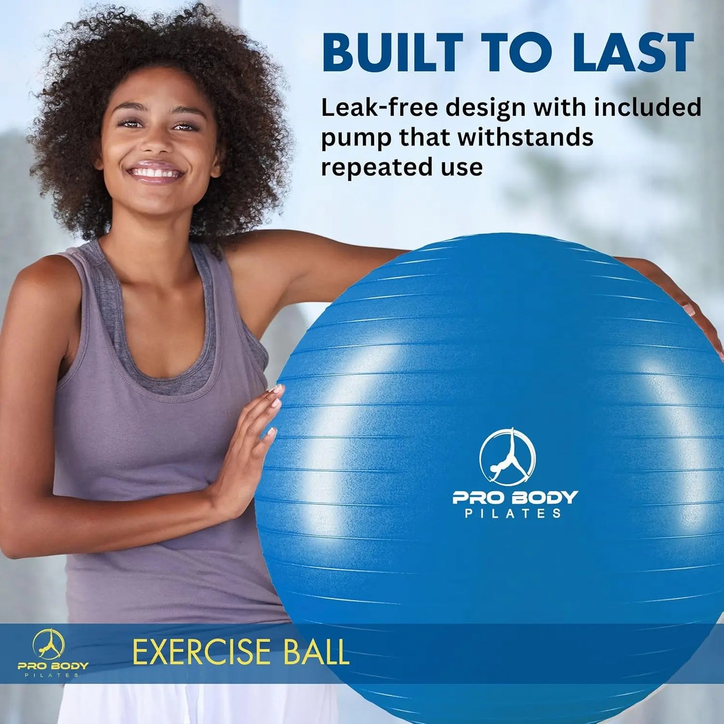 ProBody Anti-Burst Exercise Ball for Yoga, Pilates, Pregnancy & Physical Therapy, 5 Sizes 45–85cm | StriveRiseFit