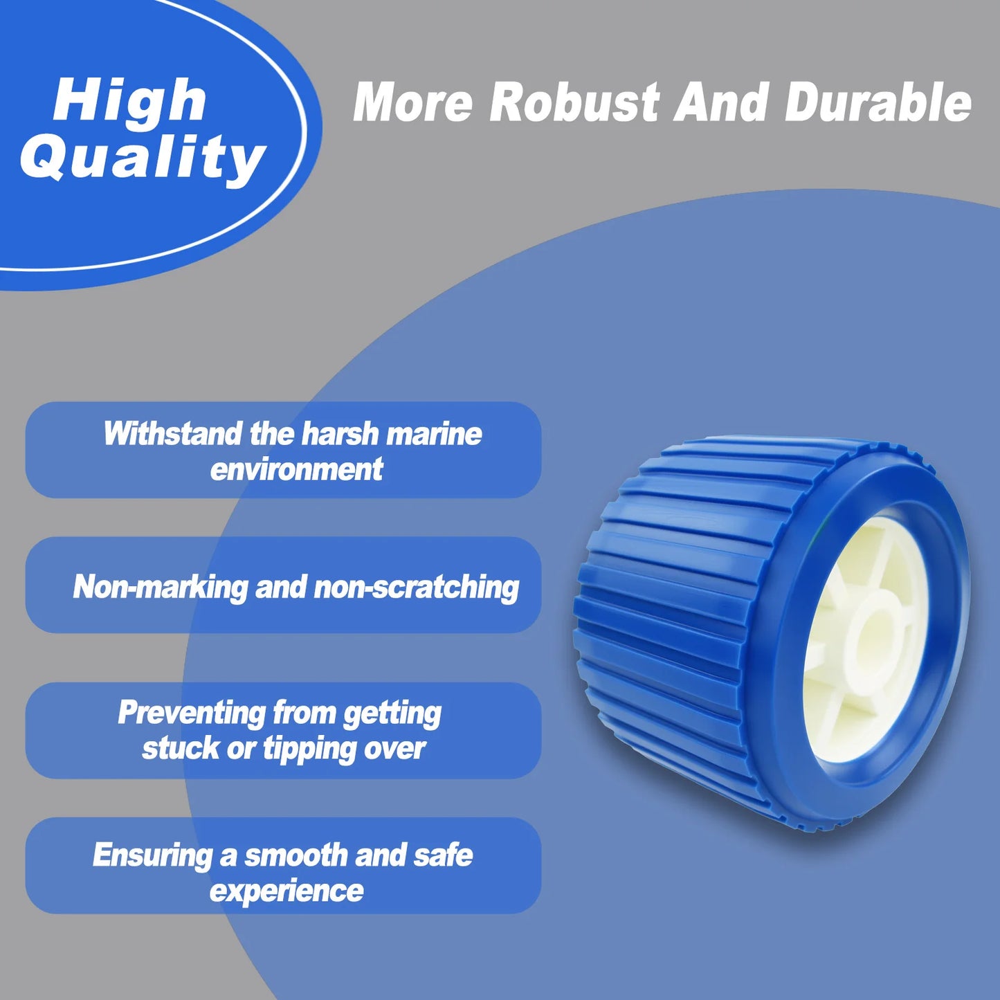 Boat Trailer Wobble Rollers 4-Pack | 110×75×19mm Ribbed EVA | StriveRiseFit