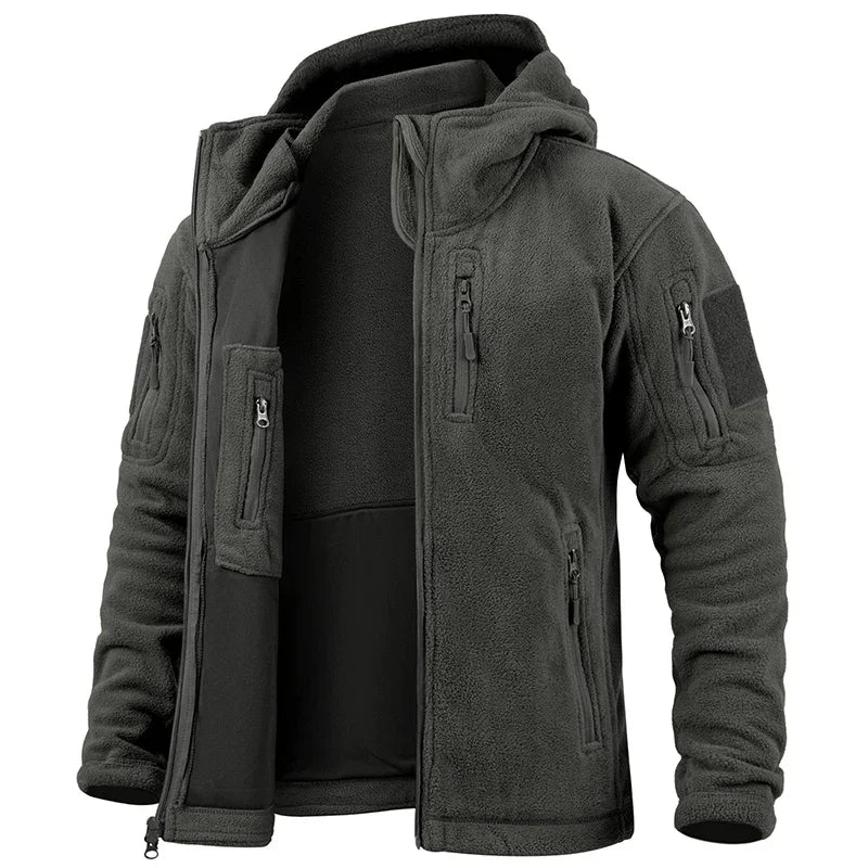 Men's Hunting Fleece Jacket - Tactical Winter Warm Full Zip Military Hoodie