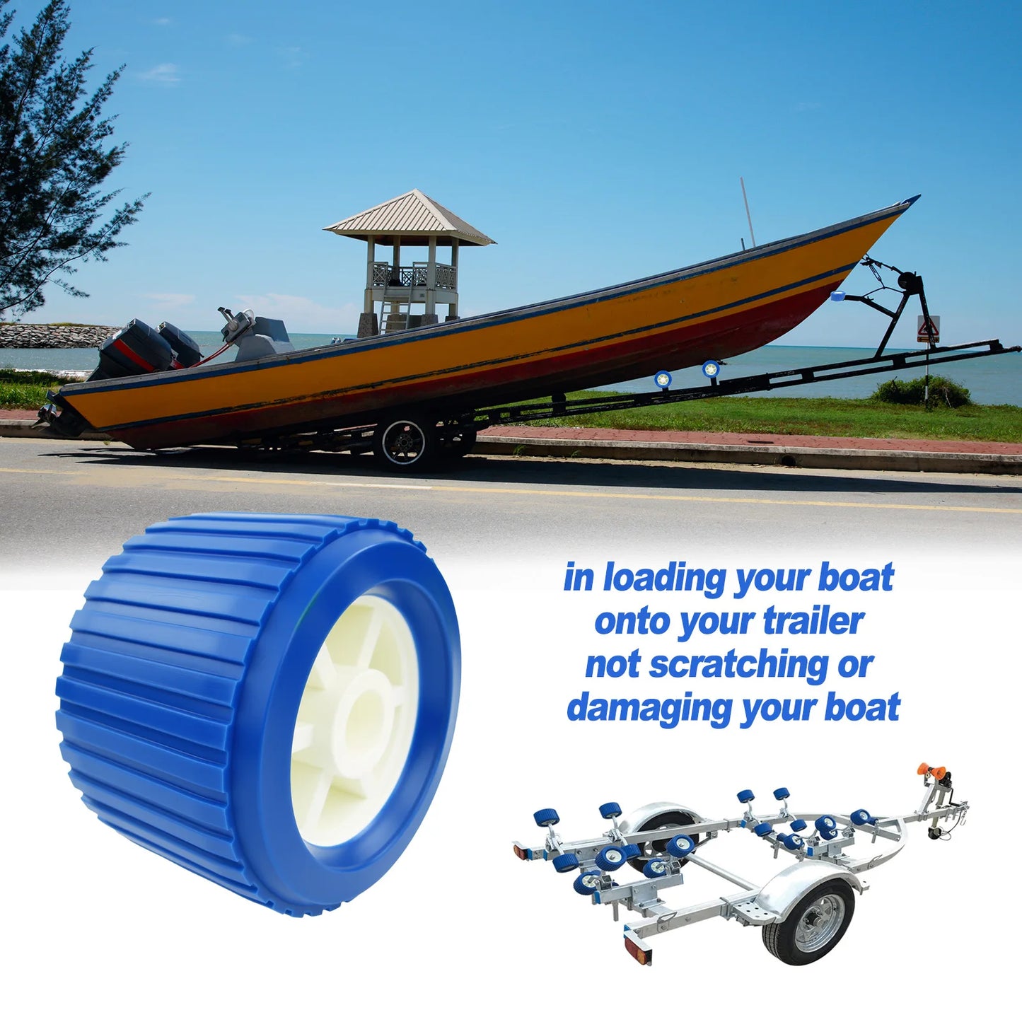 Boat Trailer Wobble Rollers 4-Pack | 110×75×19mm Ribbed EVA | StriveRiseFit