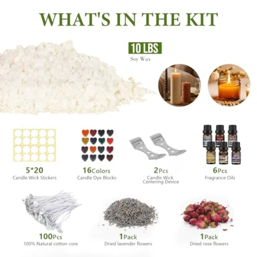Premium Natural Soy Wax Flakes for Candle Making, 5 lb & 10 lb Kits | StriveRiseFit