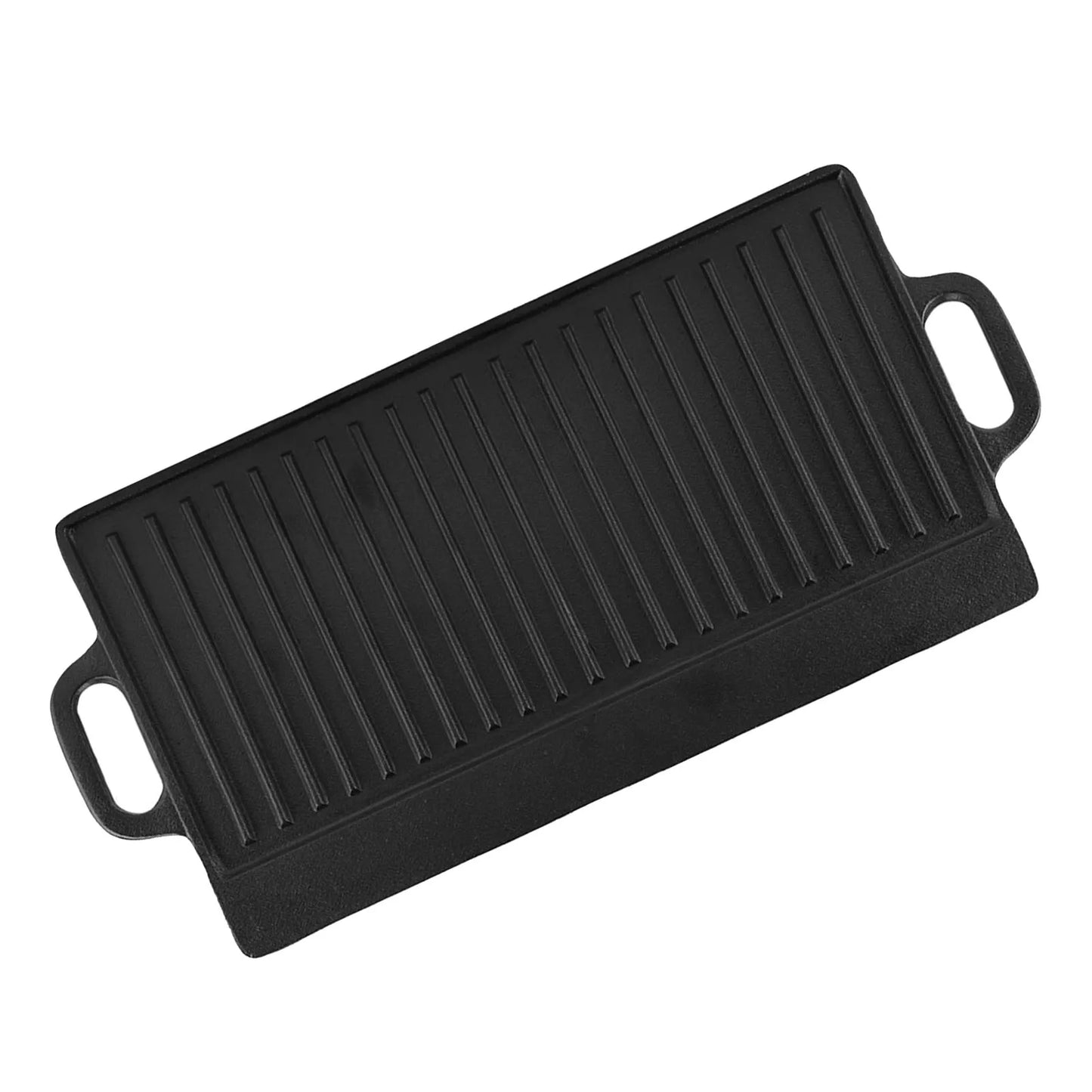 Rectangular Double-Sided Cast Iron Pan | Reversible Grill & Griddle for Stovetop & Campfire