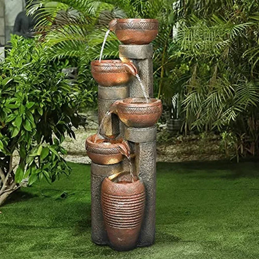 5-Tier Outdoor Water Fountain with LED Lights | StriveRiseFit