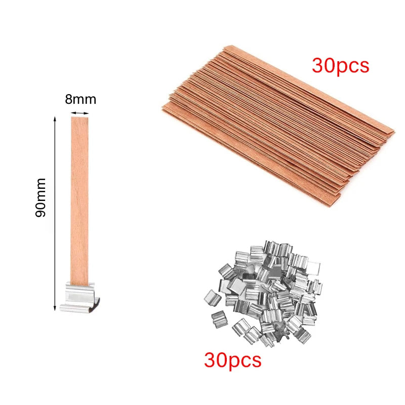 Wooden Candle Wicks with Metal Clip Base, 30 & 50-Pack | StriveRiseFit