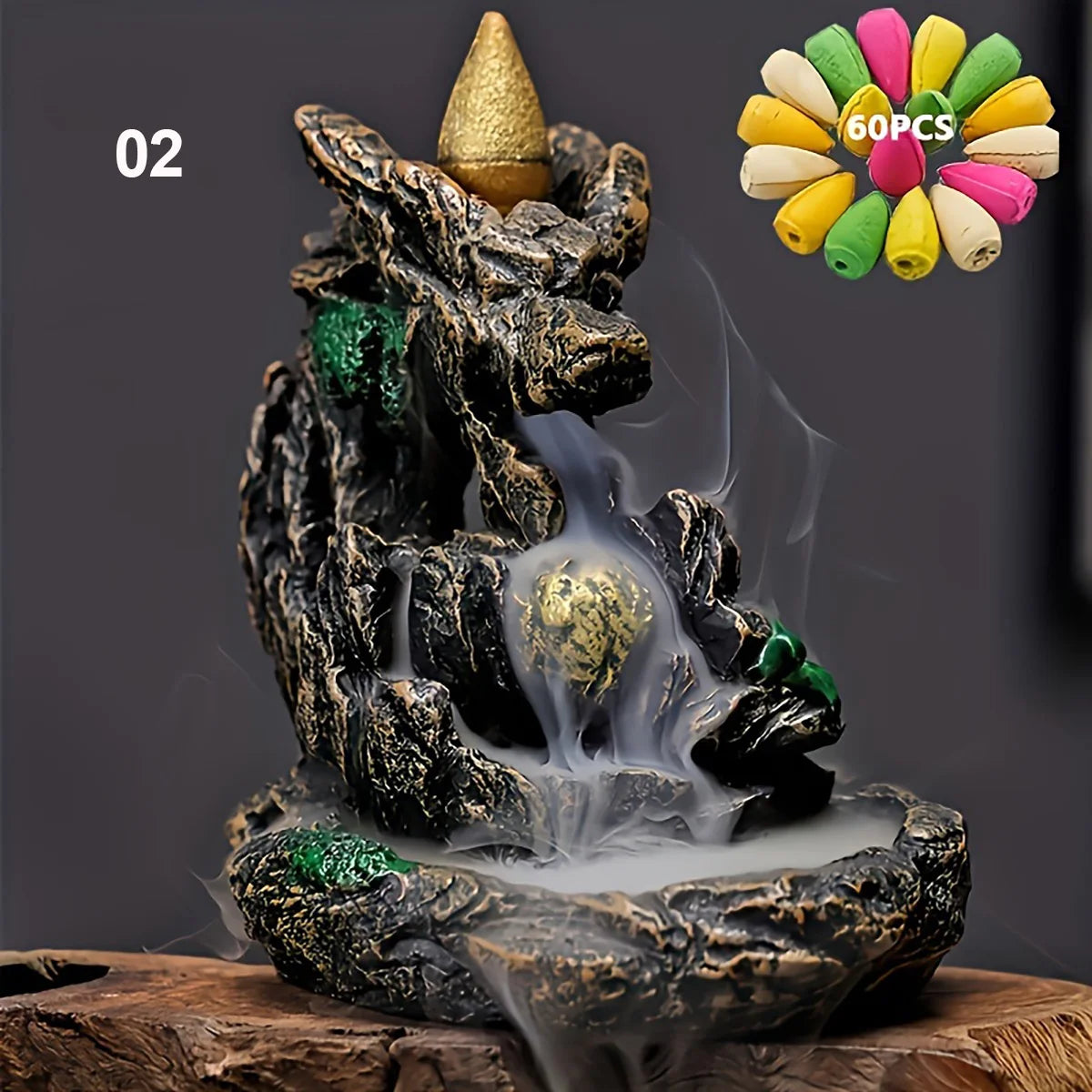 Mountain Waterfall Backflow Incense Burner with 60 Cones | StriveRiseFit