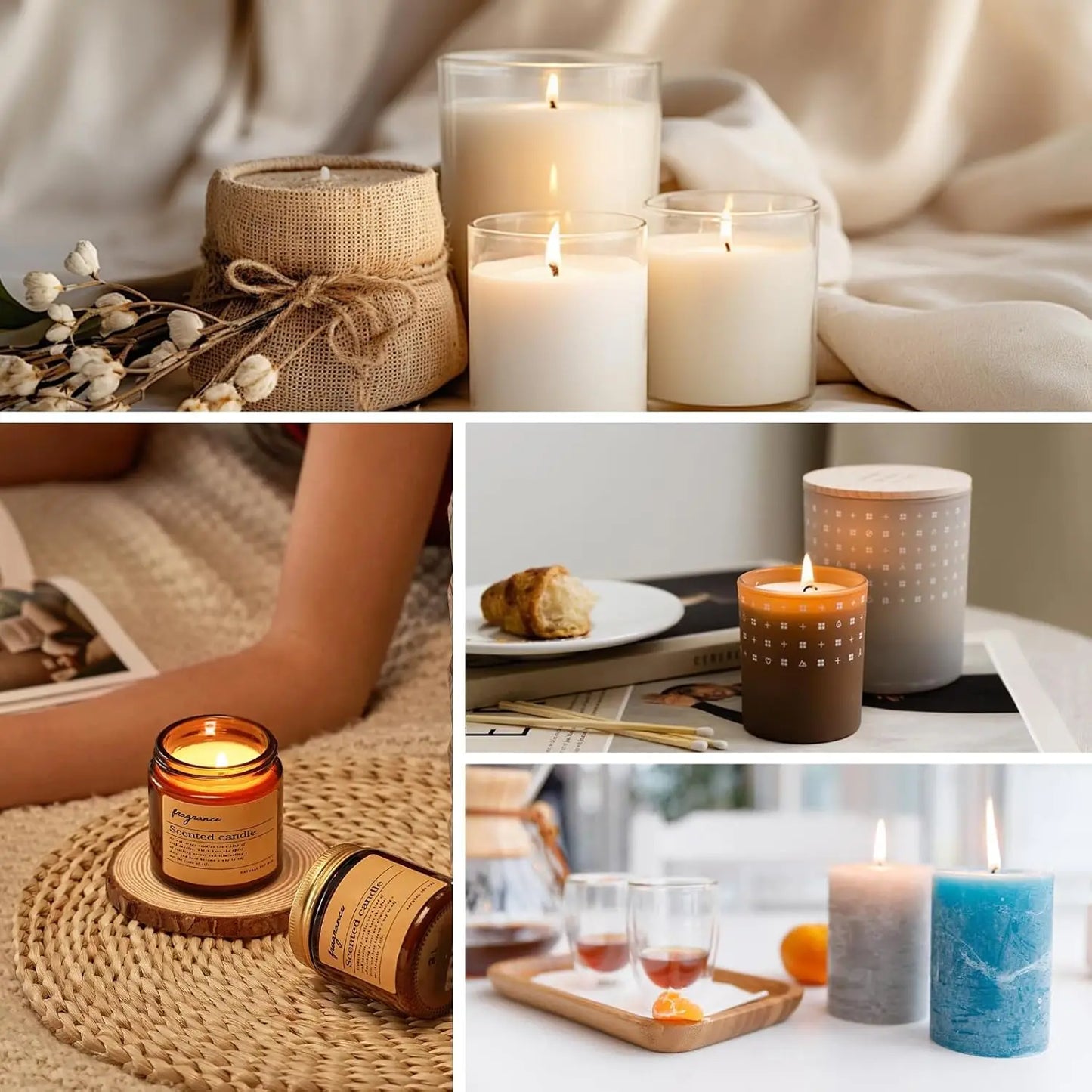 Natural Soy Wax Candle Making Kit, 10 lbs Granules with Wicks, Stickers & Holders | StriveRiseFit