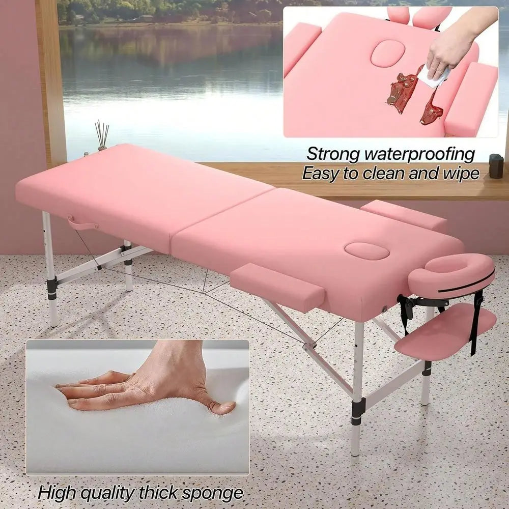 Portable Aluminum Massage Bed | 24" Width, Height Adjustable, Facial, Salon, Tattoo & Lash