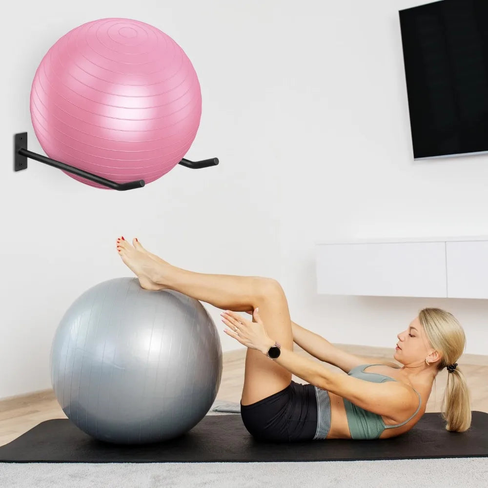 Wall Mount Exercise Ball Holder, Set of 2, Heavy-Duty Steel, Fits 55–75cm Balls | StriveRiseFit