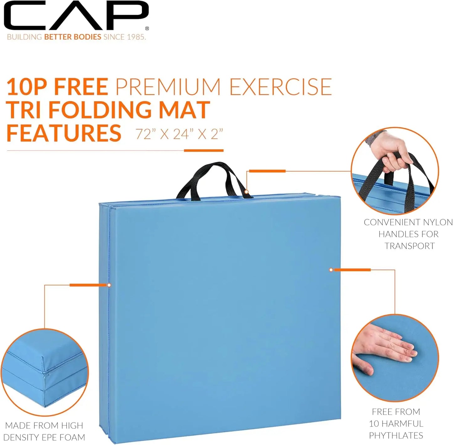 2" Thick Folding Exercise Mat, Non-Toxic High-Density Foam for Tumbling, Yoga & Gymnastics | StriveRiseFit