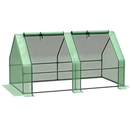 Mini Walk-In Tunnel Greenhouse | 5.9'x3'x3' Waterproof PE Cover, Steel Frame, 2 Roll-Up Doors