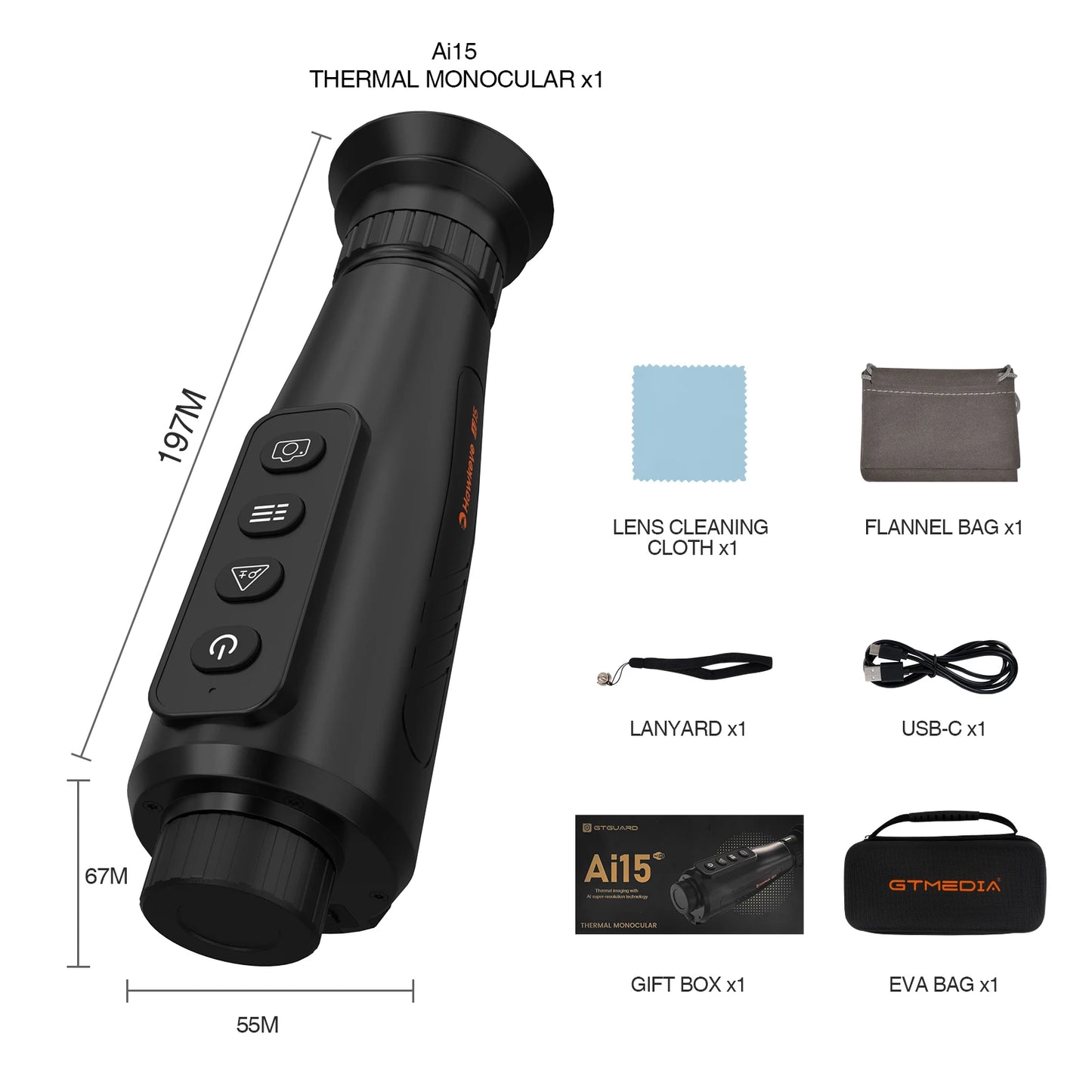 GTGUARD Ai15 Thermal Imaging Night Vision Monocular — 384×288 AI Resolution | StriveRiseFit