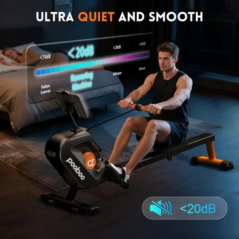 PooBoo Rowing Machine, Max 350 LBS, Magnetic Rower with LCD Monitor, Tablet Holder, Upgraded Rowing Machines for Home Use
