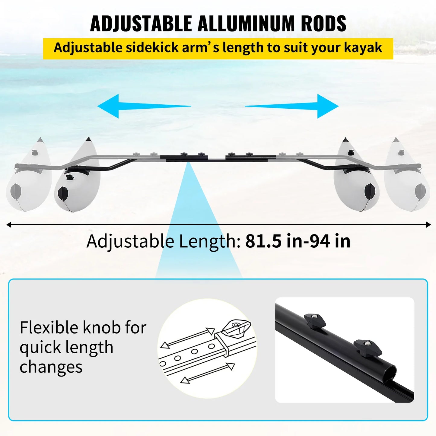 Kayak Outrigger Stabilizers 2-Pack PVC Inflatable Float with Arms & Rod for Canoe Fishing Boat | StriveRiseFit