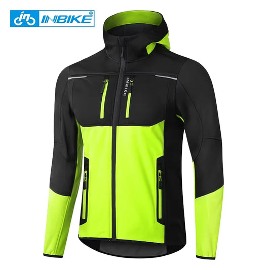 INBIKE Men's Winter Cycling Jacket With Hood ~ Warm Fleece Windbreaker, Windproof ~  Outdoor Man Cycling Clothing Hiking