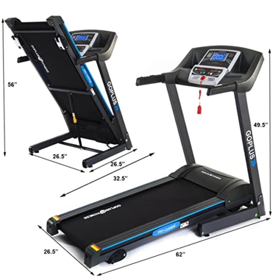 2.25HP Electric Folding Treadmill with Incline, Walking Running Jogging Fitness Machine with Blue Backlit LCD Display