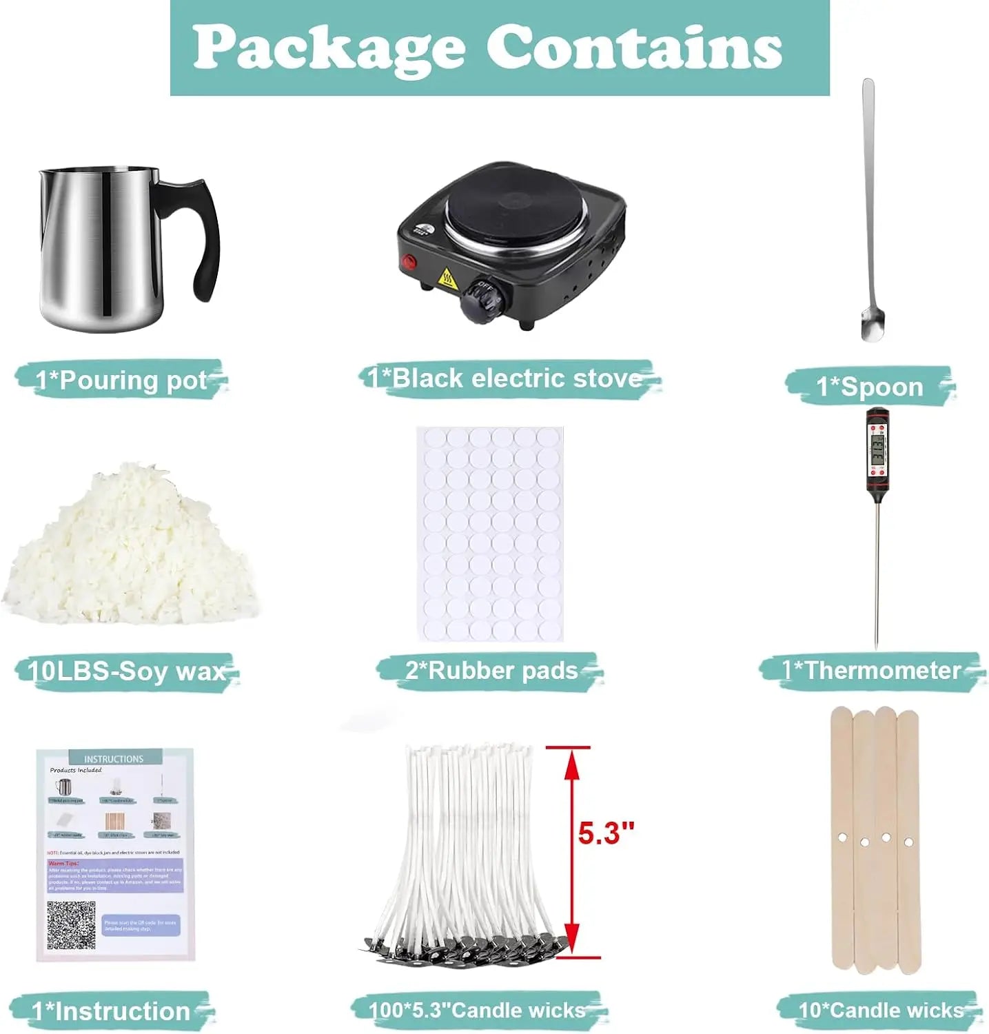 Soy Wax Candle Making Kit with Wax Melter | 10 lbs | Complete Starter Set | StriveRiseFit