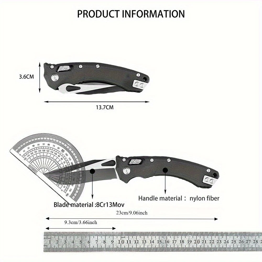 Micro MSI Folding Pocket Knife - 8Cr13MoV Blade, Nylon Fiber Handle, Survival & EDC