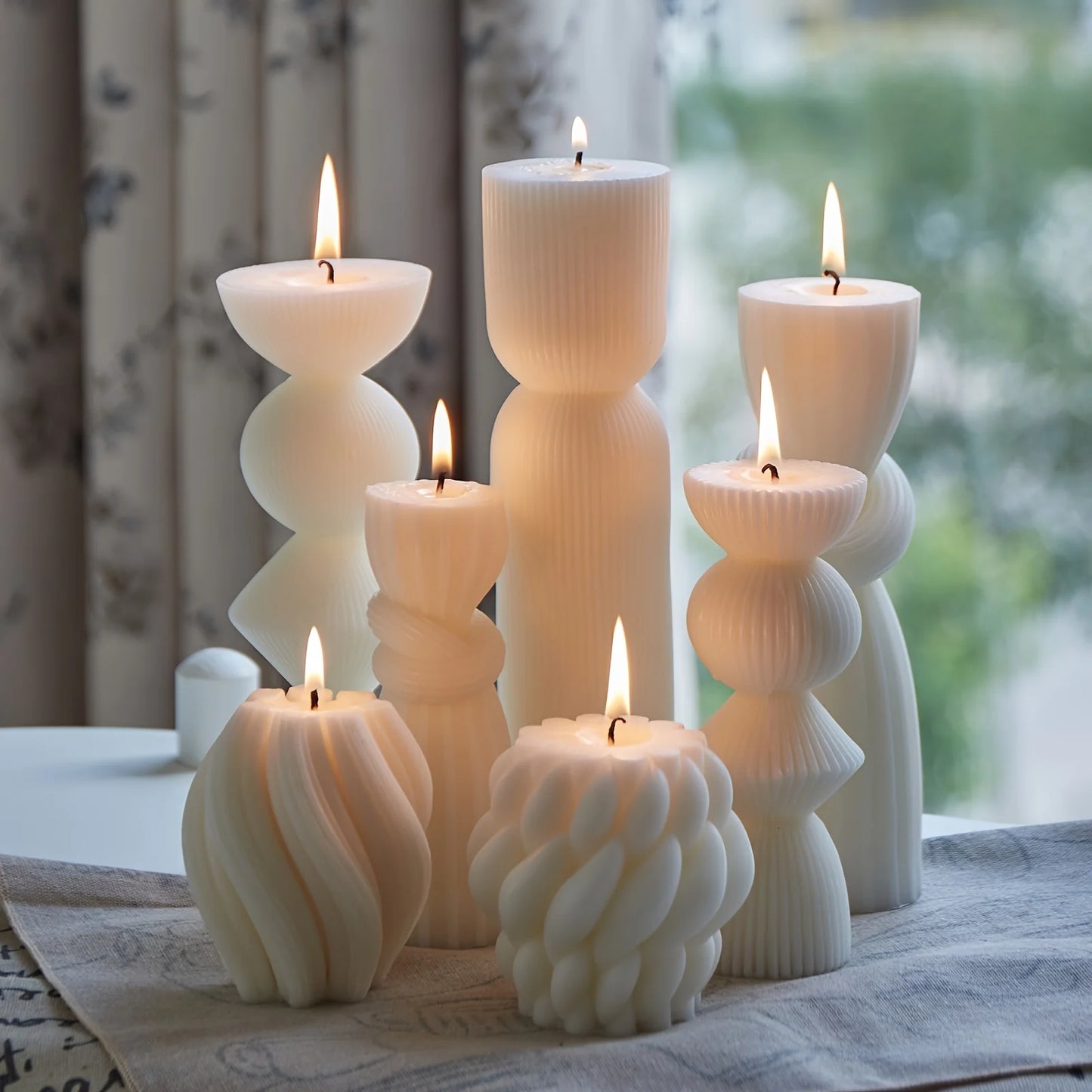 Handmade Glitter Soy Wax Ribbed Pillar Candles Set | StriveRiseFit