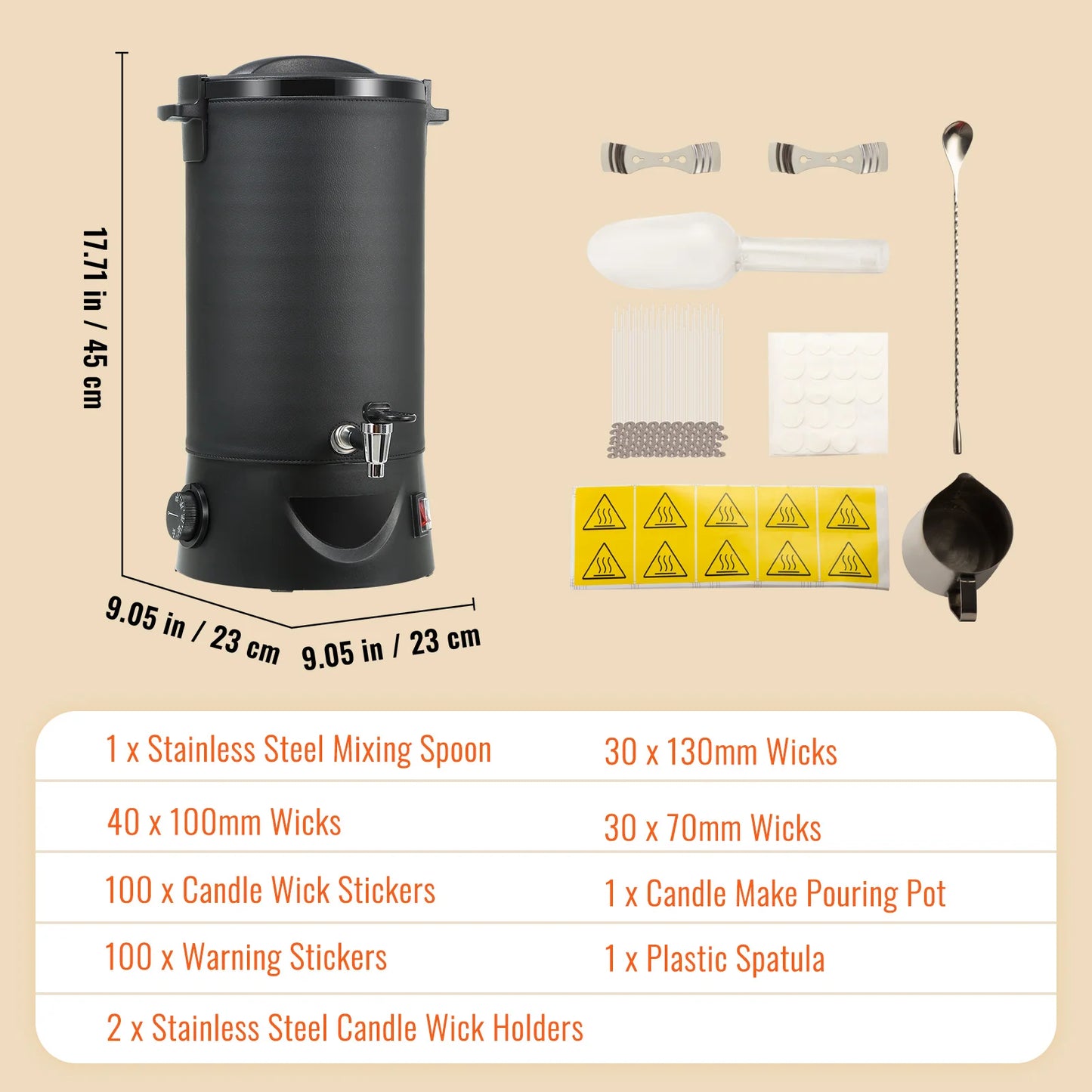 Electric Wax Melter for Candle Making, 6.5L & 10L, 9-Level Temp Control | StriveRiseFit