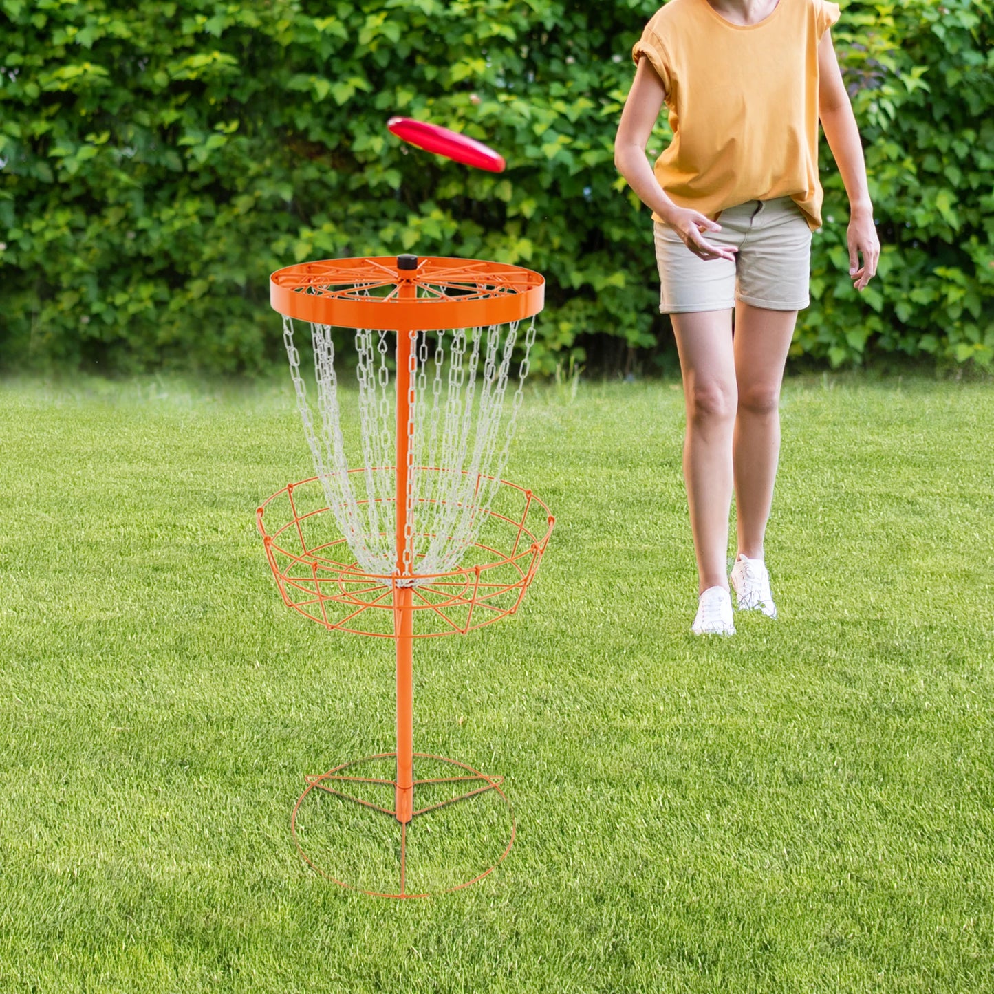 Portable Disc Golf Basket with 24 Chains, Freestanding Training Target | StriveRiseFit