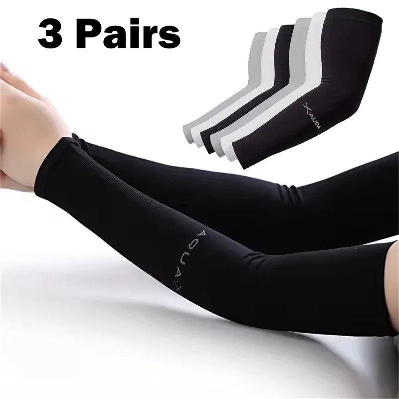 Ice Silk UV Sun Protection Arm Sleeves 3-Pack, Unisex for Cycling, Running & Outdoor | StriveRiseFit
