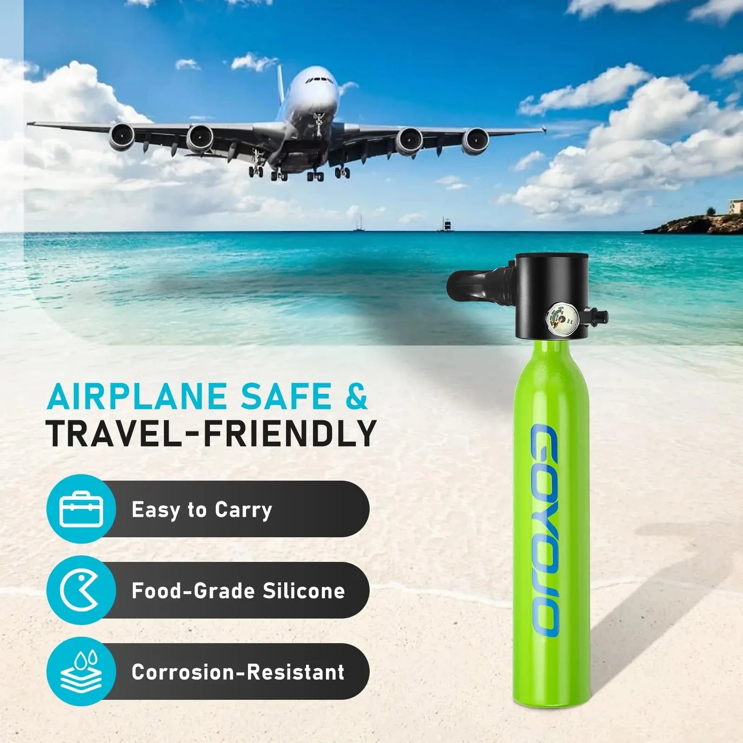 GOYOJO Mini Scuba Tank 0.5L | Portable Diving Tank, Emergency Pony Bottle, Freediving & Snorkeling