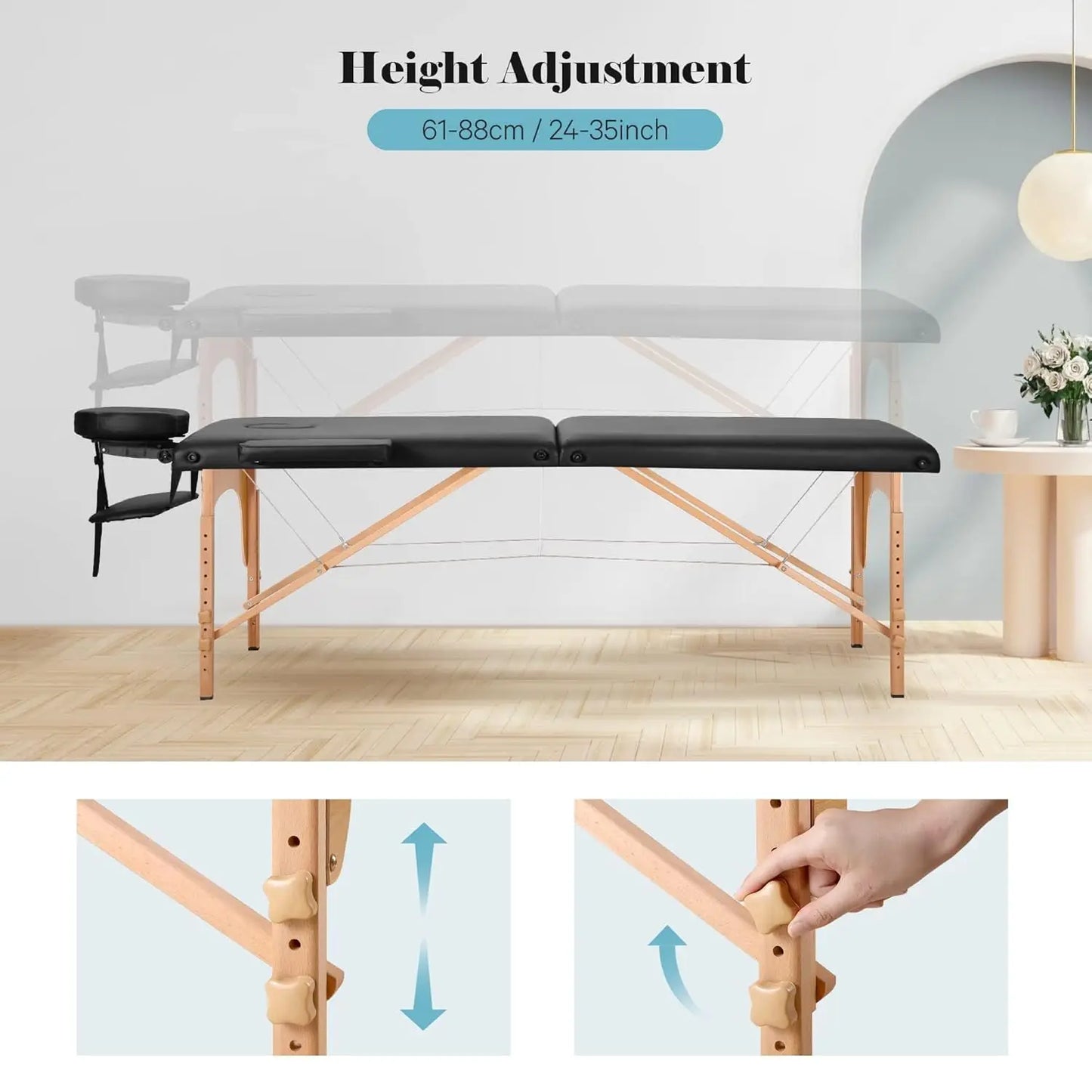 Portable Massage Table Wooden Lash Bed 24" Wide Foldable | StriveRiseFit