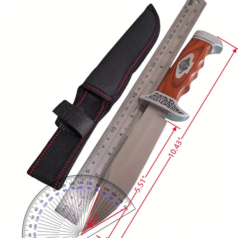 9Cr18MoV Fixed Blade Knife 10.4" Camping Hunting Survival Knife with Sheath | StriveRiseFit