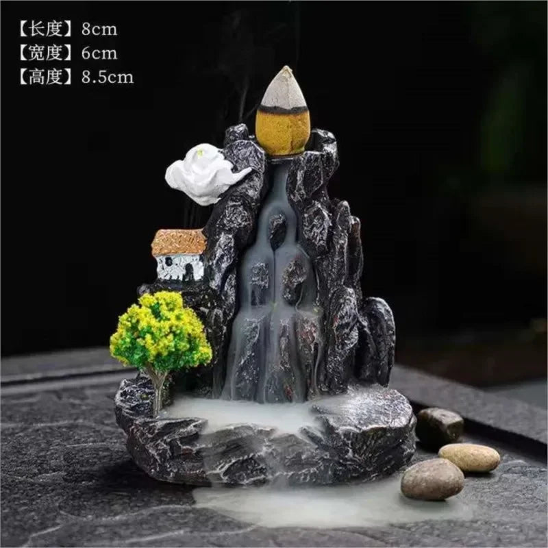 Zen Mountain Waterfall Backflow Incense Burner Resin 4 Styles | StriveRiseFit