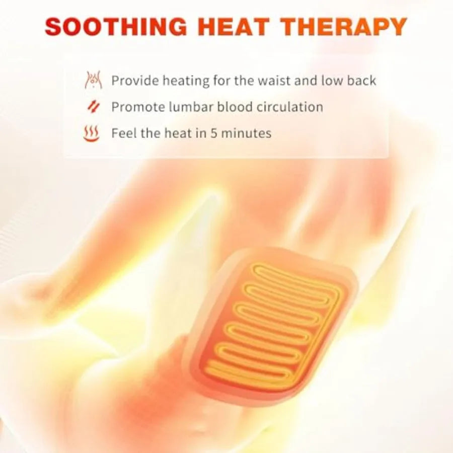 Vibration Back Massager for Chair with Heat | 8 Vibration Nodes, Seat Cushion Pad for Seniors & Office