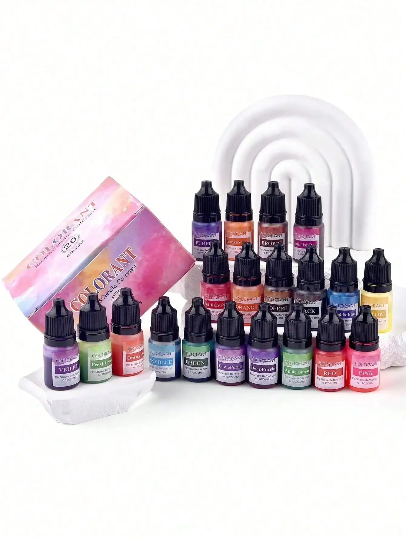 20-Color Candle Dye Set, 5ml Liquid Colorants for Soy Wax, Soap & Silicone Molds | StriveRiseFit