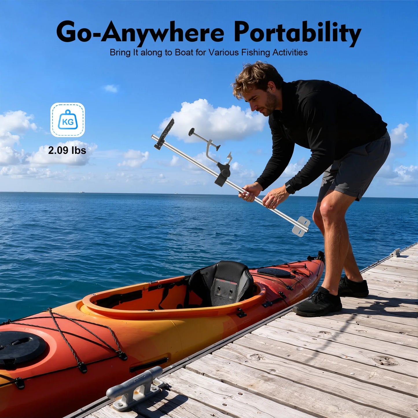 360° Adjustable Transducer Mount | Universal Fish Finder Pole Mount for Boat, Canoe & Kayak
