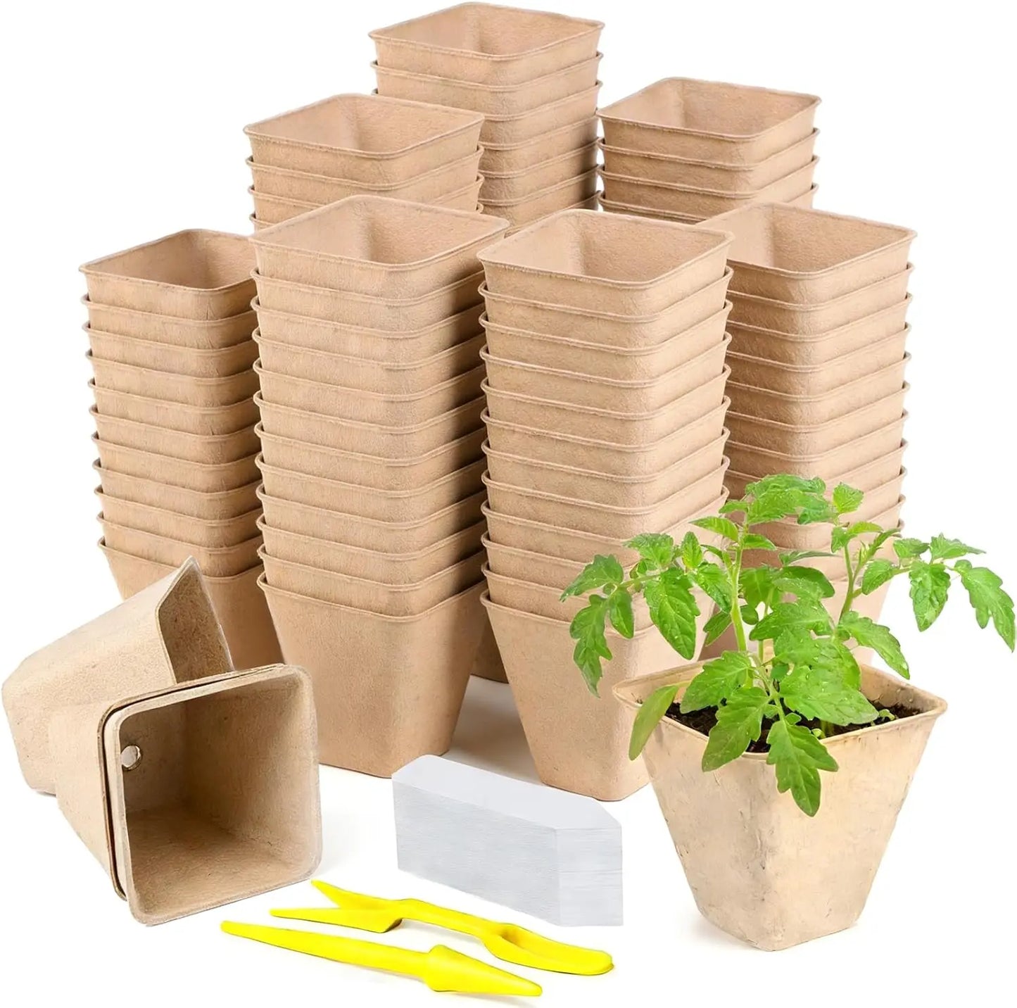 Biodegradable Peat Pots Seed Starting Kit | 70 Pots + 100 Labels | 3.15" | StriveRiseFit