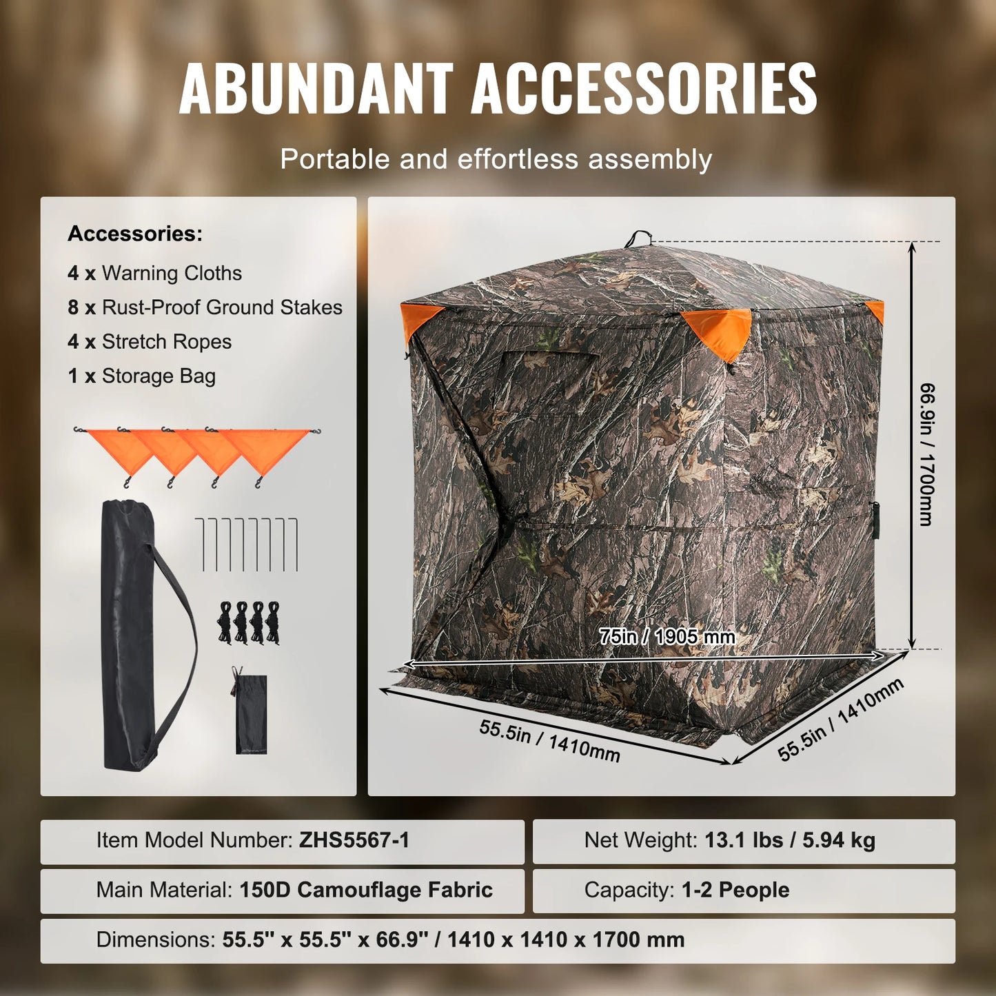SucceBuy Pop-Up Hunting Blind | 270° See-Through Mesh, 1-2 Person, Waterproof, Turkey & Deer Hunting