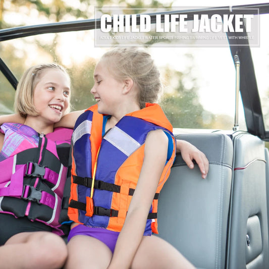 Kids Life Jacket with Whistle & Reflective Strips Adjustable Float Vest for Water Sports | StriveRiseFit