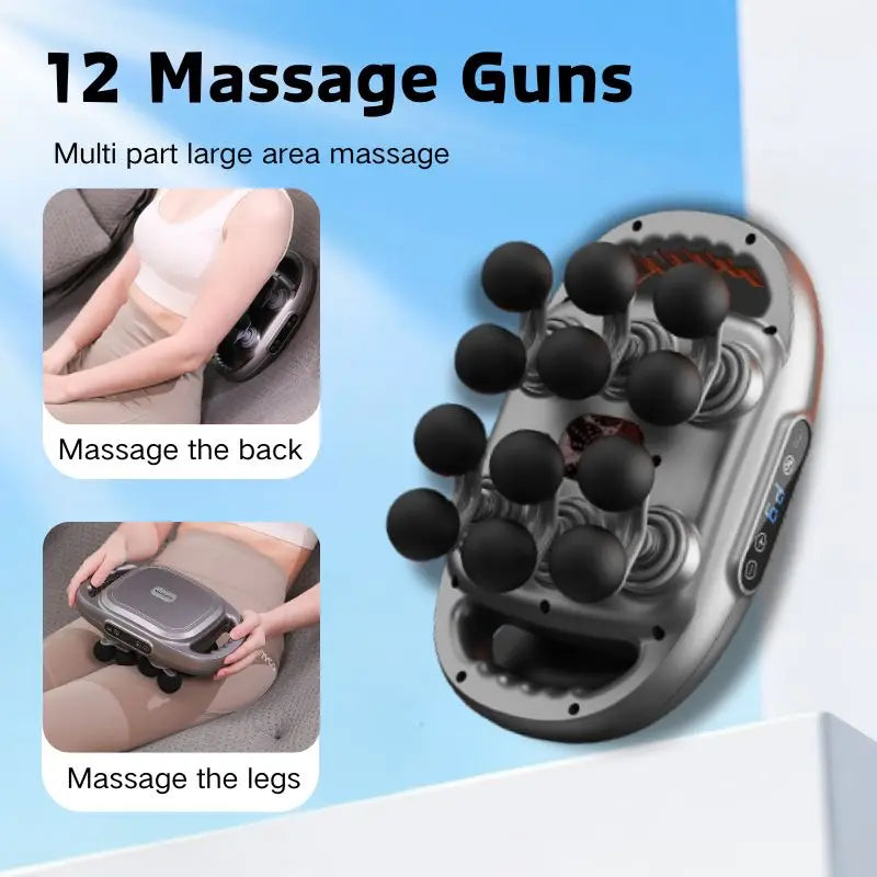 12-Head Deep Tissue Massage Gun | Silent Handheld Percussive Massager | StriveRiseFit