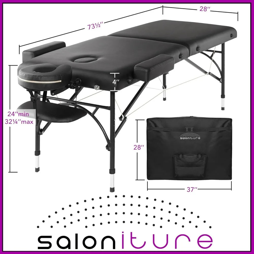 Portable Massage Table - Professional Bi-Fold with Aluminum Legs